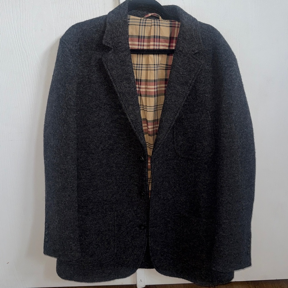 THE TERRITORY AHEAD Mens 100% Wool  Blazer Charcoal Gray  Jacket Large
